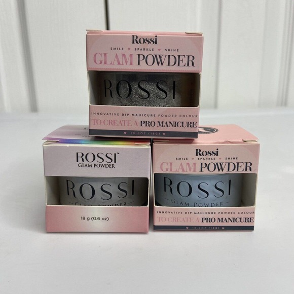 Rossi Other - NIP Rossi Glam Powder Manicure Dip Lot 3 Totally Paradise Silent Night Blue Gray
